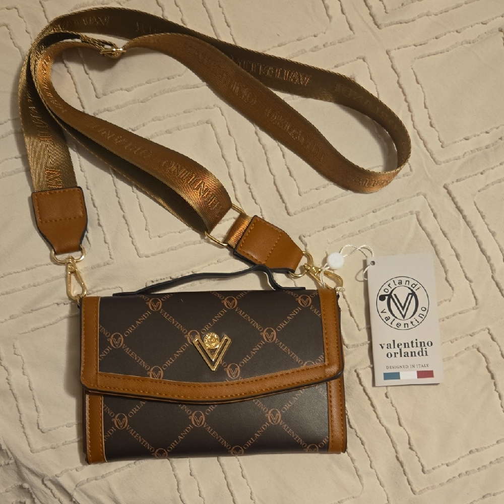 Valentino Orlandi Brown Crossbody Bag with Adjustable Strap